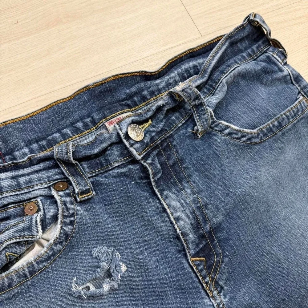 Y2K True Religion Ricky Stitch Bootcut Dark Wash Jeans Mens Size 36